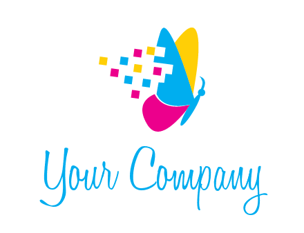 pixels on butterfly wings printing logo