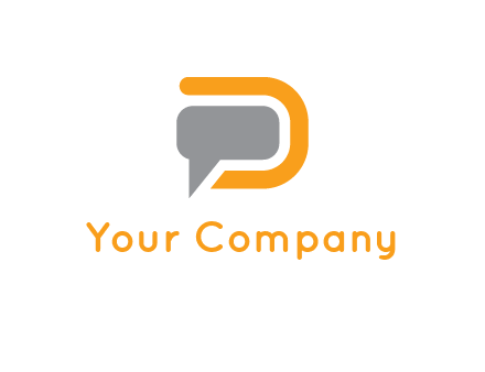 chat bubble inside letter D logo