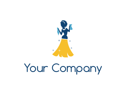 cleaning woman with broom logo