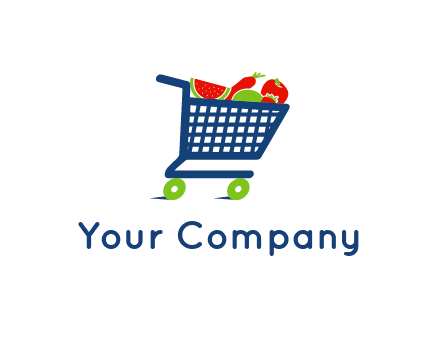 fruits and vegetables in grocery cart